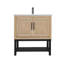 Modern Freestanding Bathroom Vanity With Ceramic Sink, Hot And Cold Faucet, Storage Cabinet & Open Shelf