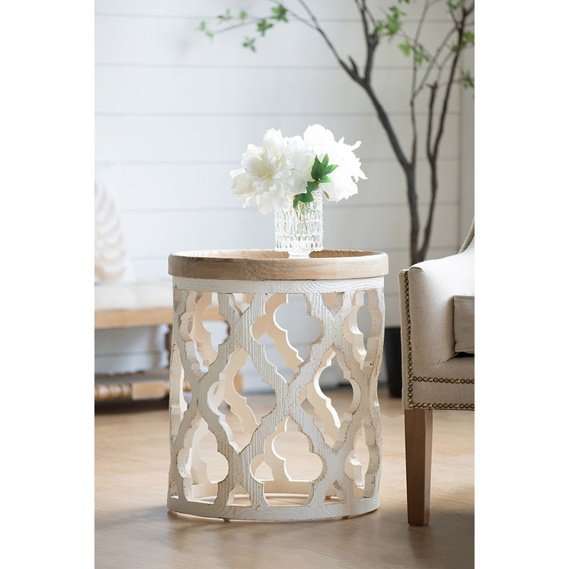 Large Distressed Side Table - White