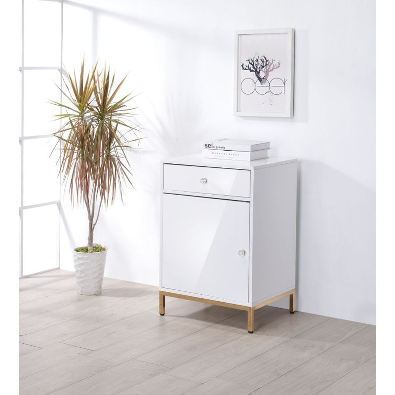 Ottey - Cabinet - White High Gloss & Gold