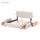 Upholstered Platform Bed With Classic Headboard And Drawers, No Box Spring Needed