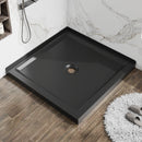 Shower Base, Anti Slip Center Drain Double Threshold - Black