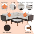 4 Pieces Outdoor Wicker L-Shape Sofa Set