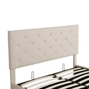 Queen size Upholstered Platform bed with a Hydraulic Storage System - Beige