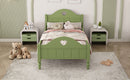 Girl's Love Princess Bed Macaron Twin Size Toddler Bed with Side Safety Rails and Headboard and Footboard, Oliver Green