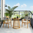 Outdoor 3 Pieces Acacia Wood Dining Set With Cushions