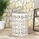 Airy - Outdoor Side Table With Lace Cut Design And Metal Frame