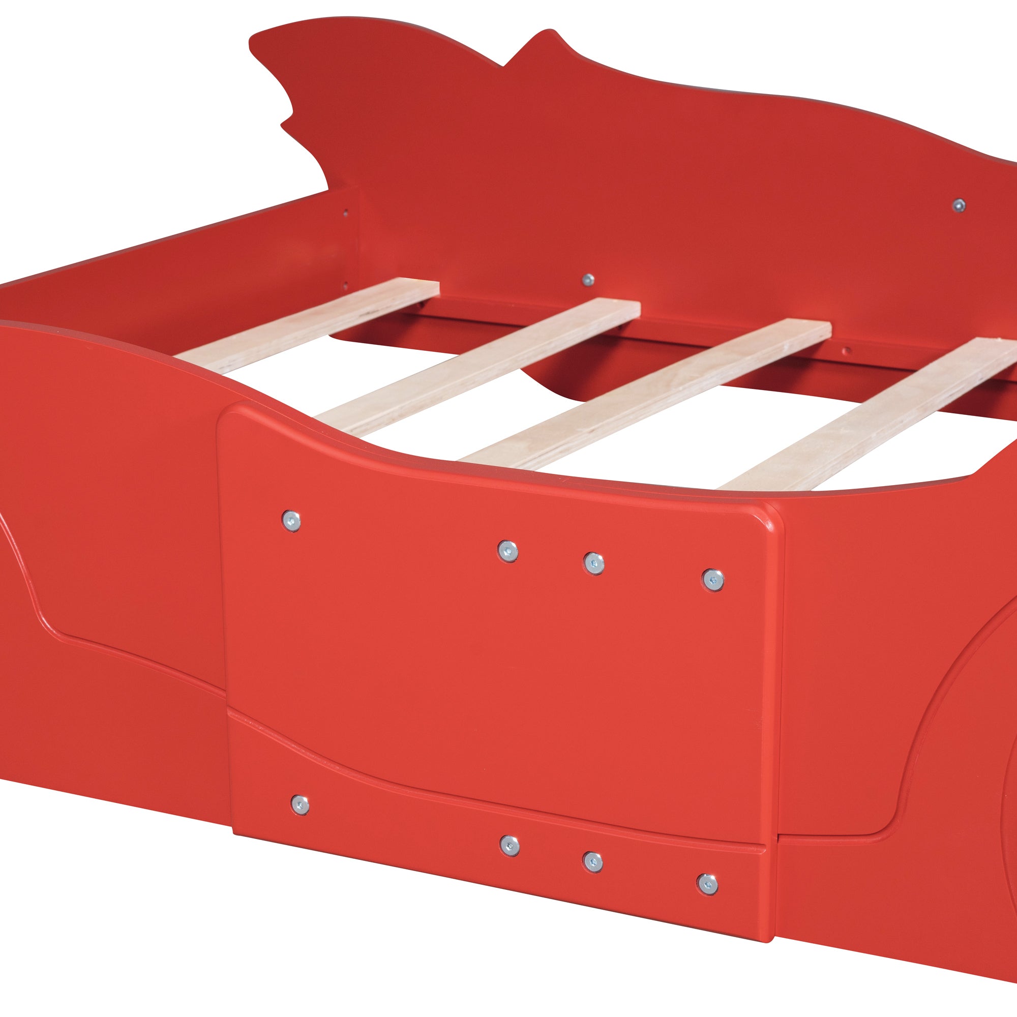 Full Size Race Car-Shaped Platform Bed with Wheels,Red - Atlantic Fine Furniture Melbourne FL