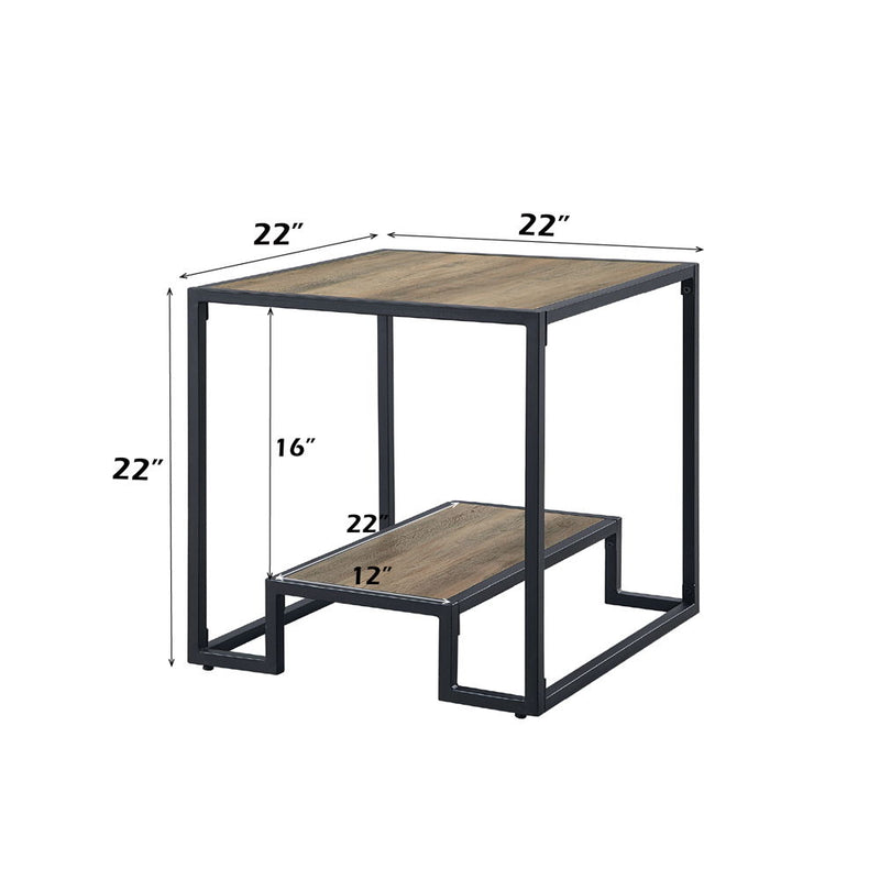 Idella - End Table - Rustic Oak & Black