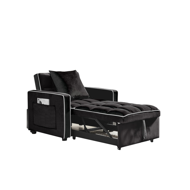 Modern Velvet 3 In 1 Sofa Bed Chair, Adjustable Recliner