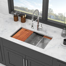 33" Undermount Kitchen Sink Single Bowl Ledge Workstation In 16 Gauge Stainless Steel - White