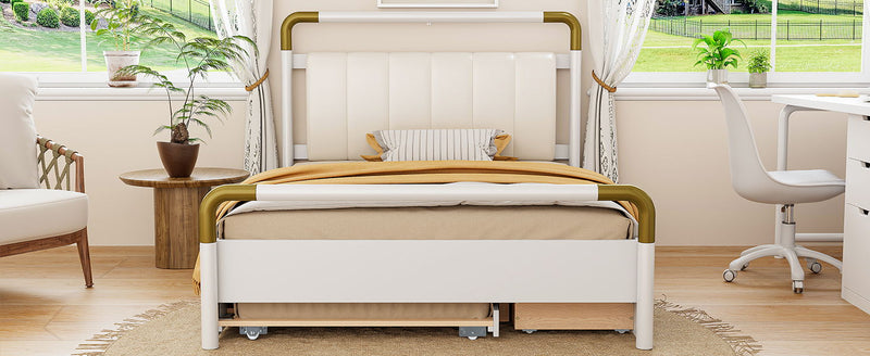 Storage Platform Bed, With 2 Big Drawers, Trundle