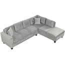 Modern Sectional Sofa With Storage Ottoman, L - Shape Couch With 2 Pillows And Cup Holders