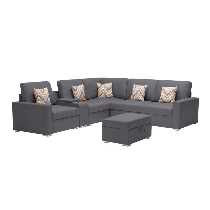 Nolan - 7 Piece Sectional Sofa With Pillows And Interchangeable Legs