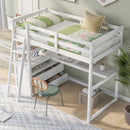 Twin Size Loft Bed with Desk and Shelves, Two Built-in Drawers, White (old SKU: GX000803AAK-1)