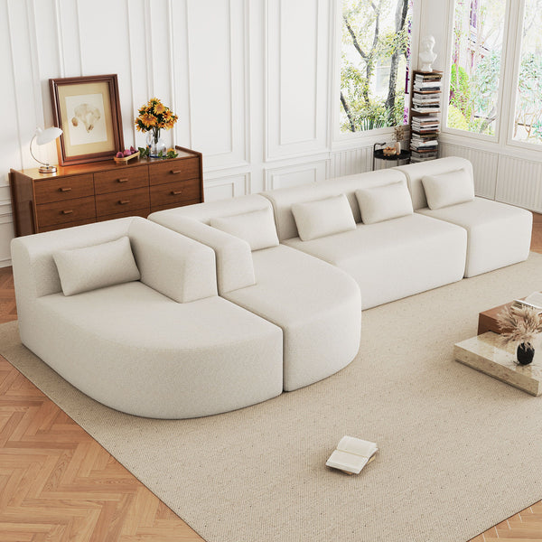 Upholstered Sofa Free Combined Sofa Couch With Two Chaise Lounge And Five Back Pillows For Living Room