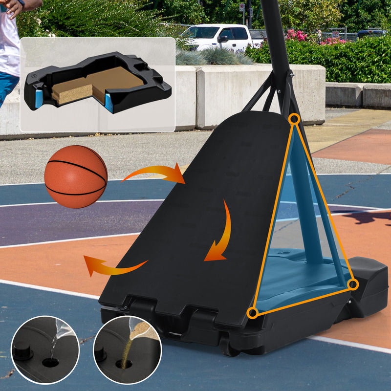 Portable Basketball Hoop Basketball System Adjustable For Youth Adults LED Basketball Hoop Lights, Colorful Lights, Waterproof, Super Bright To Play At Night Outdoors, Good Gift For Kids - Black