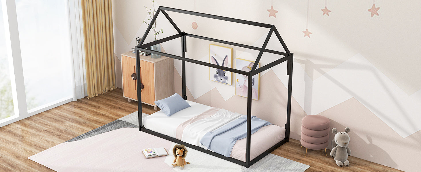 Metal House Shape Platform Bed, twin - Atlantic Fine Furniture Melbourne FL