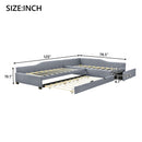 Upholstered Double Daybed With Trundle And Drawer