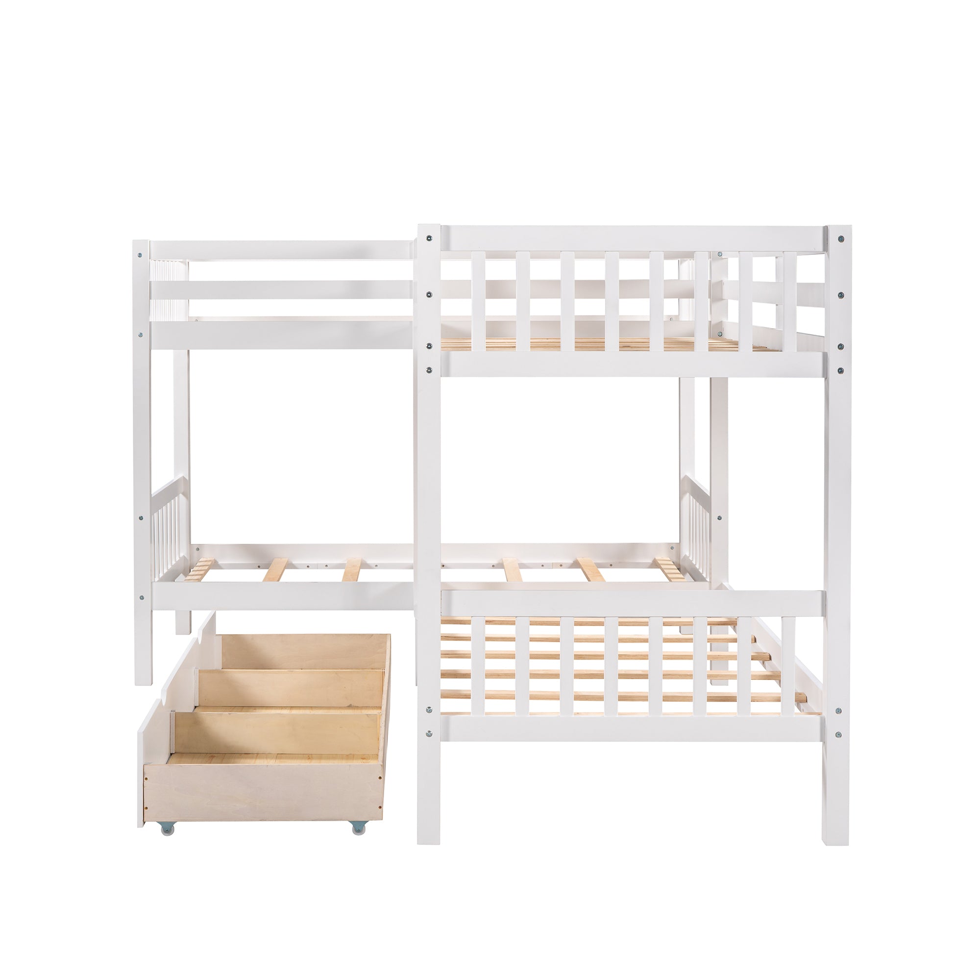 Twin L-Shaped Bunk bed with Drawers-Gray(OLD SKU :LP000038AAK) - Atlantic Fine Furniture Melbourne FL