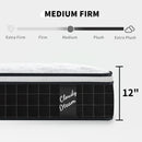 12" Hybrid Mattress With Individual Pocket Spring, Comortable Memory Foam