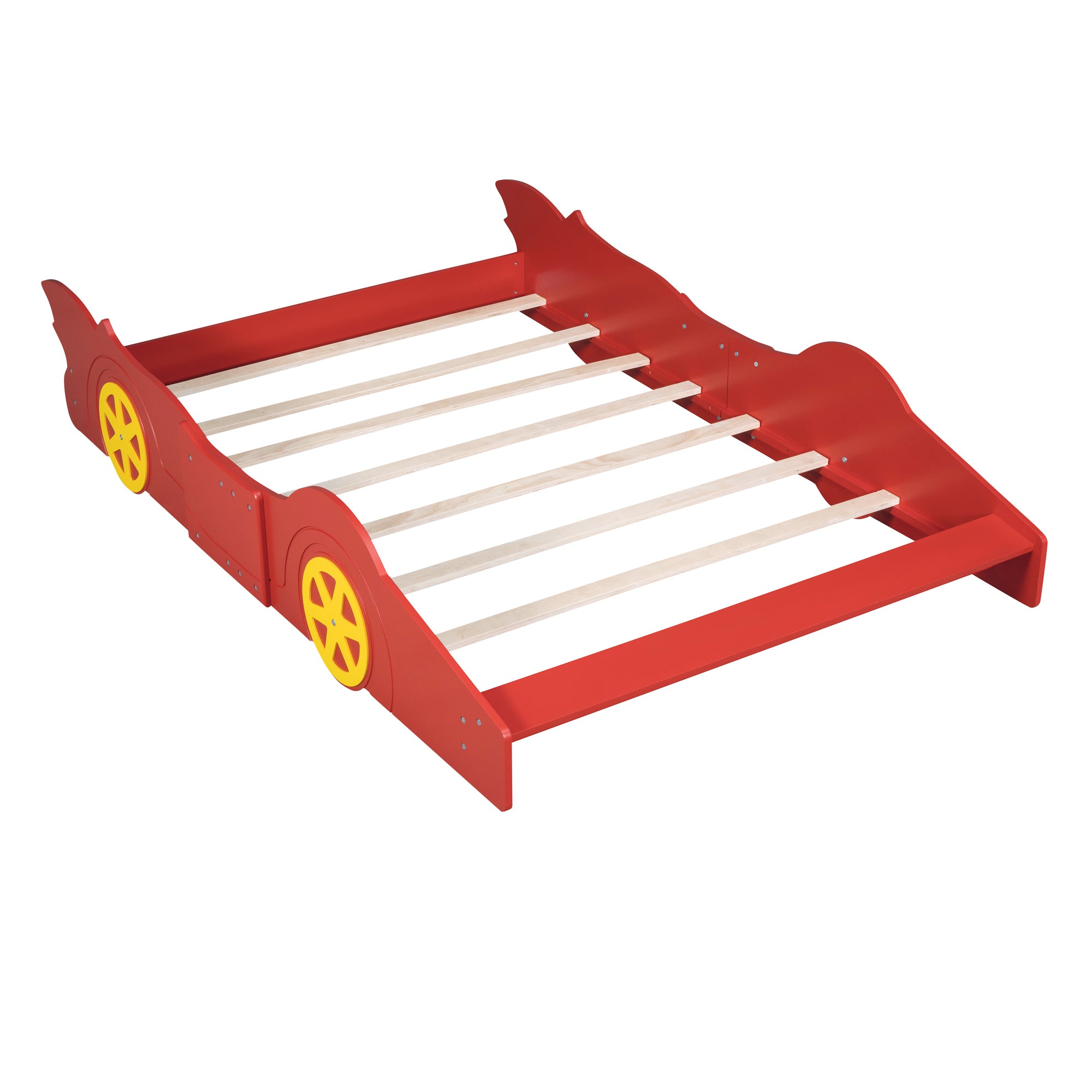 Full Size Race Car-Shaped Platform Bed with Wheels,Red - Atlantic Fine Furniture Melbourne FL
