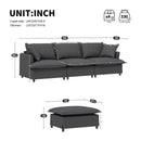 Sectional Sofa With Ottoman Cloud Couch Set With Throw Pillows, Free Combination