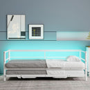 Industrial Metal Daybed With Adjustable Pop Up Trundle And LED Strip