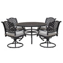 Stylish Outdoor 5 Piece Aluminum Dining Set With Cushion, Swivel And Rocking Chairs - Sandstorm