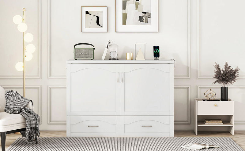 Murphy Wall Bed With Drawer And A Set Of Sockets & USB Ports, Pulley Structure Design