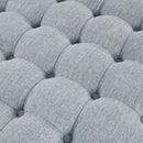 Skirted Tufted Round Ottoman With Button Top - Gray