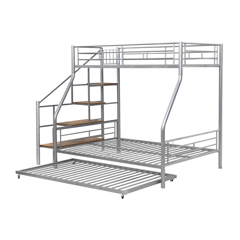 Metal Bunk Bed With Trundle And Storage Staircase