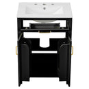 Bathroom Vanity Combo With Ceramic Sink, Luxurious Space-Saving Vanity, 2 Soft Close Doors