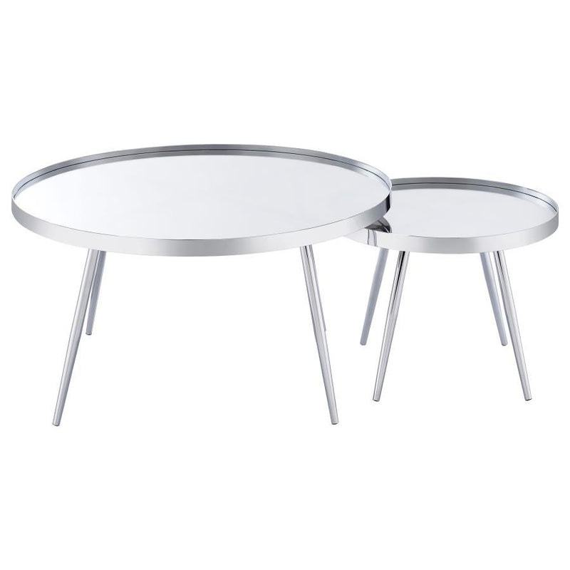 Kaelyn - 2 Piece Round Mirror Top Nesting Coffee Table