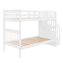 Stairway Bunk Bed With Storage And Guard Rail For Bedroom