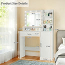 Vanity Desk With Mirror And Adjustable LED Lights, 3 Lighting Modes, Drawer And Storage Cabinet - White