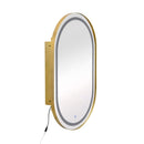 Oval Medicine Cabinet Mirror Bathroom Mirror With Storage Wall Mounted Medicine Mirror Cabinet With LED - Golden
