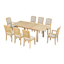 Topmax - Rustic Extendable Dining Table Set With Removable Leaf, 6 Upholstered Armless Dining Chairs And 2 Padded Arm Chairs, 9 Pieces