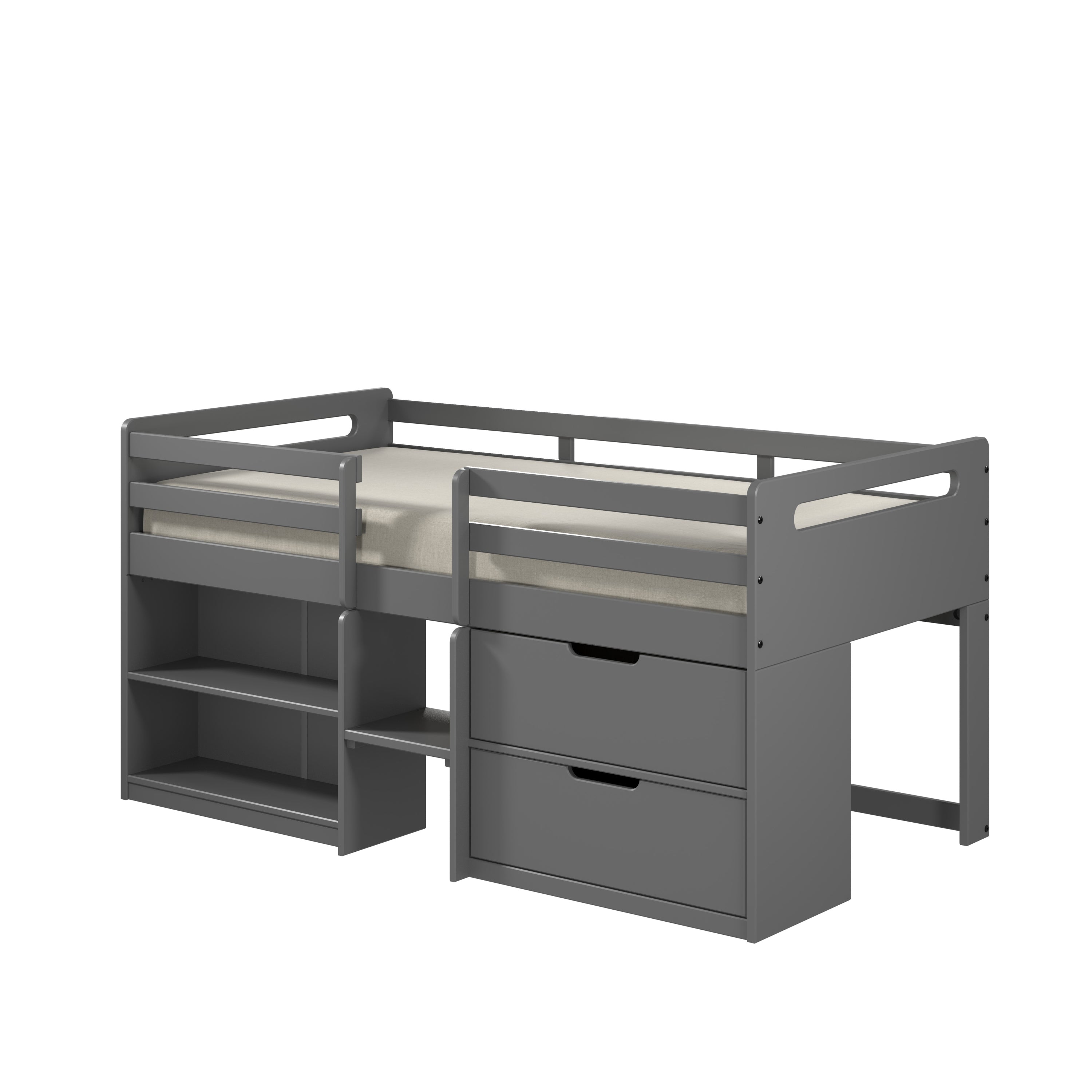 ACME Fabiana Twin Loft Bed w/Storage, Gray Finish BD01375 - Atlantic Fine Furniture Melbourne FL