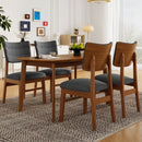 Mid Century Modern Dining Table Set For 4, Solid Wood Dining Table And Solid Wood Chairs, 5 Pieces Farmhouse Dining Table And 4 Upholstered Chairs - Brown / Gray