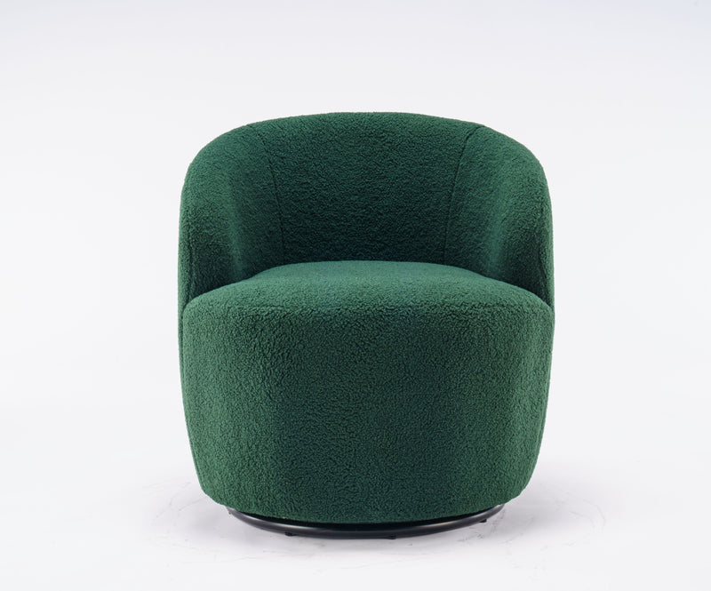 Teddy Fabric Swivel Accent Armchair Barrel Chair With Powder Coating Metal Ring