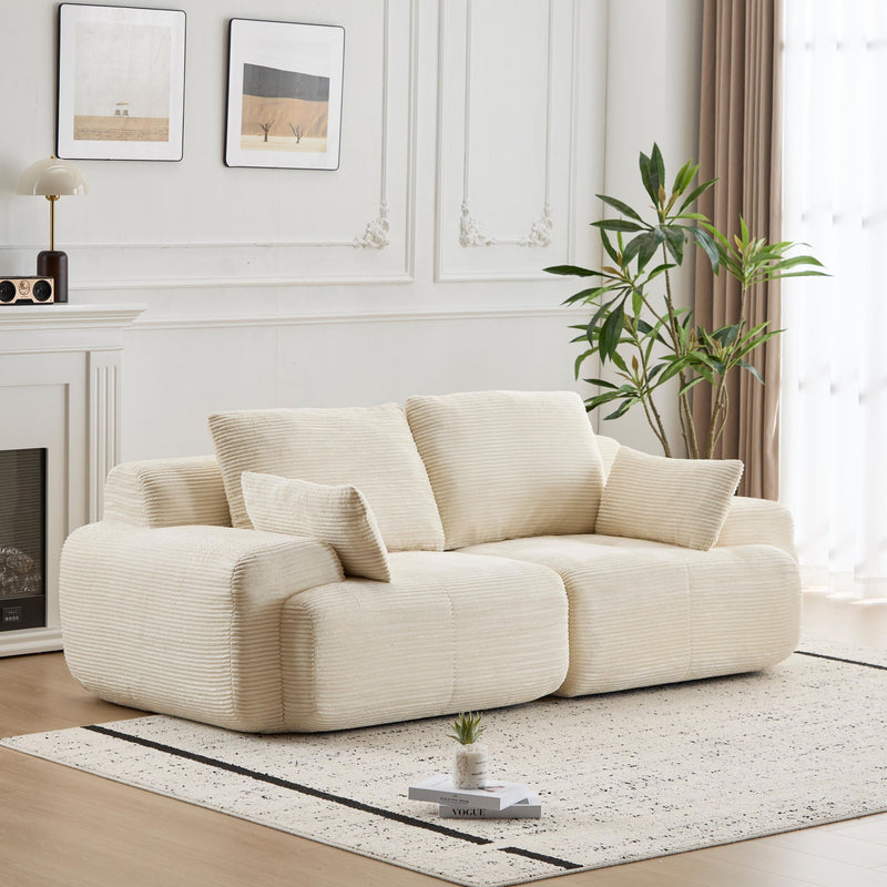 Compressed Sofa, 2 Seater Large Sectional Couches For Living Room - Beige