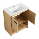 Modern Bathroom Vanity With Ceramic Sink, Freestanding Cabinet, Soft Closing Doors