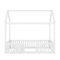 Wood House Bed With Fence And Door