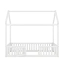 Wood House Bed With Fence And Door