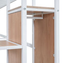 Loft Bed With Desk And Grid, Stylish Frame With Lateral Storage Ladder And Wardrobe