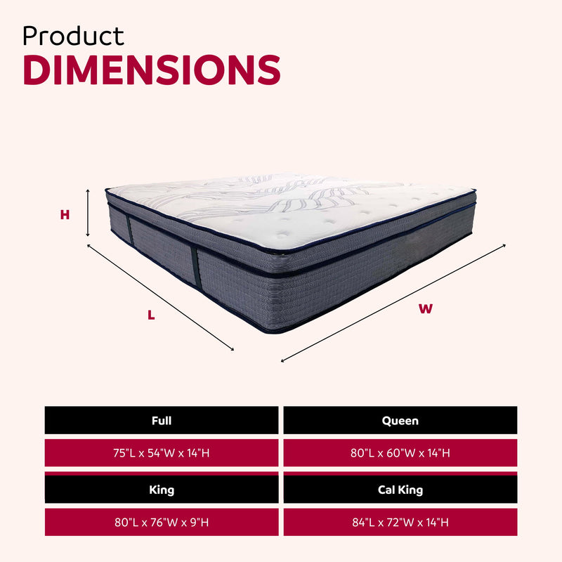 King Size Hybrid Plush Foam Mattress, Soft Polyester Knit Cover, Multi Layer Foam Mattress - White / Gray