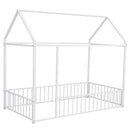 Metal Bed House Bed Frame With Fence