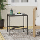 Outdoor Square Side Table With X Shaped Iron Frame - Black