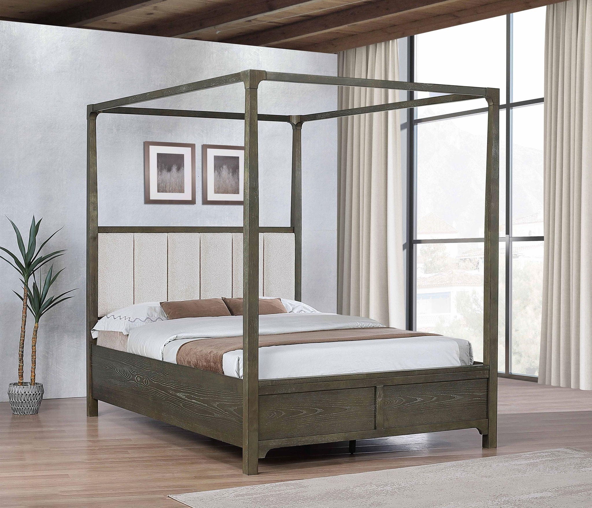 Gran Park Queen Canopy Bed Dark Cocoa