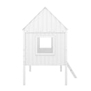 Twin Size Low Loft Wood House Bed with Two Side Windows  (White)(OLD SKU: LP000037AAK)